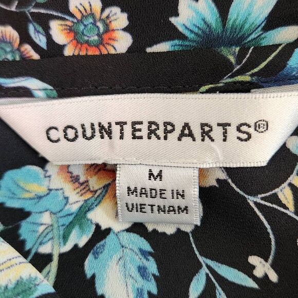 Counterparts Black Floral Blouse Size Medium Floral Peasant Blouse - Picture 6 of 9